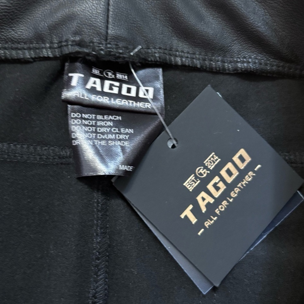 Tagoo Faux Leather Pleather Pants Womens Size Medium New With Tag Black Biker - Picture 3 of 5